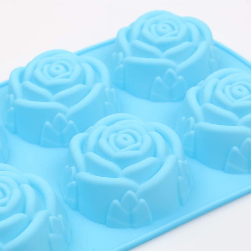 homEdge 6-Cavity Silicone Flowers Shaped Mold, Set of 3PCS Non Stick Silicone Jumbo Rose Mold for Candy Chocolate Jelly, Ice Cube â€“ Roses - Image 3